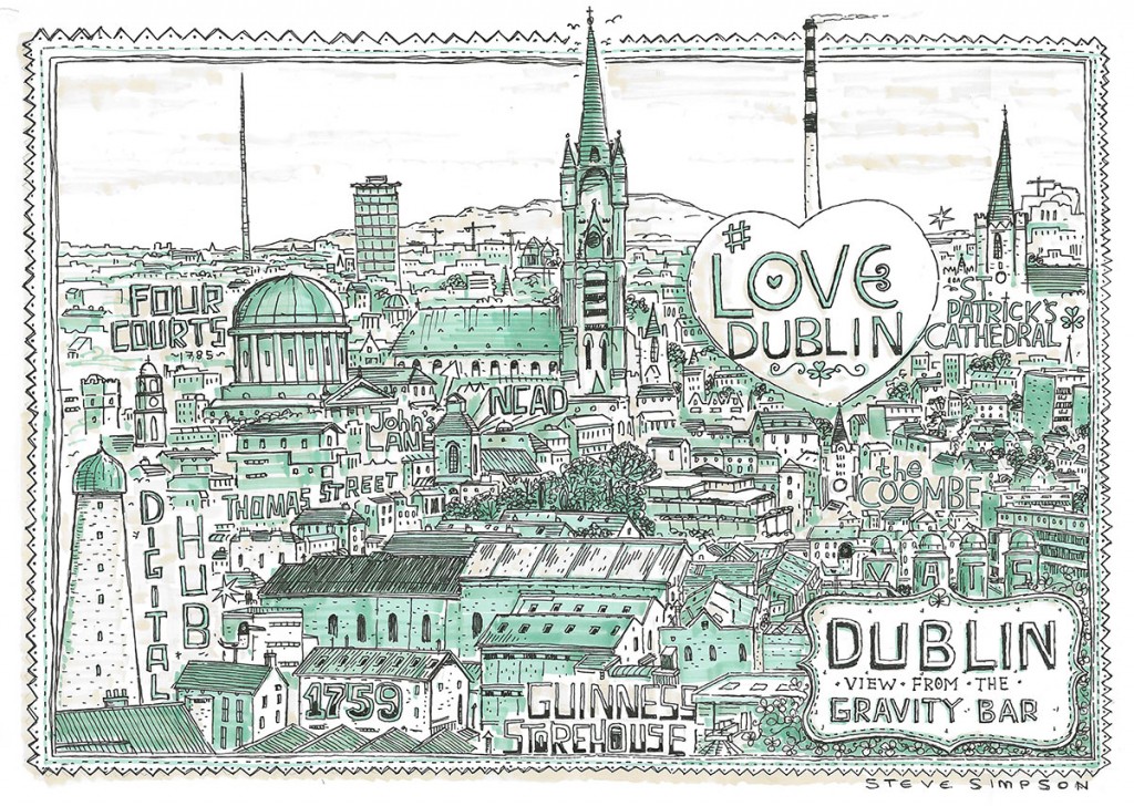 Illustrations of Dublin, Ireland, travel art Europe