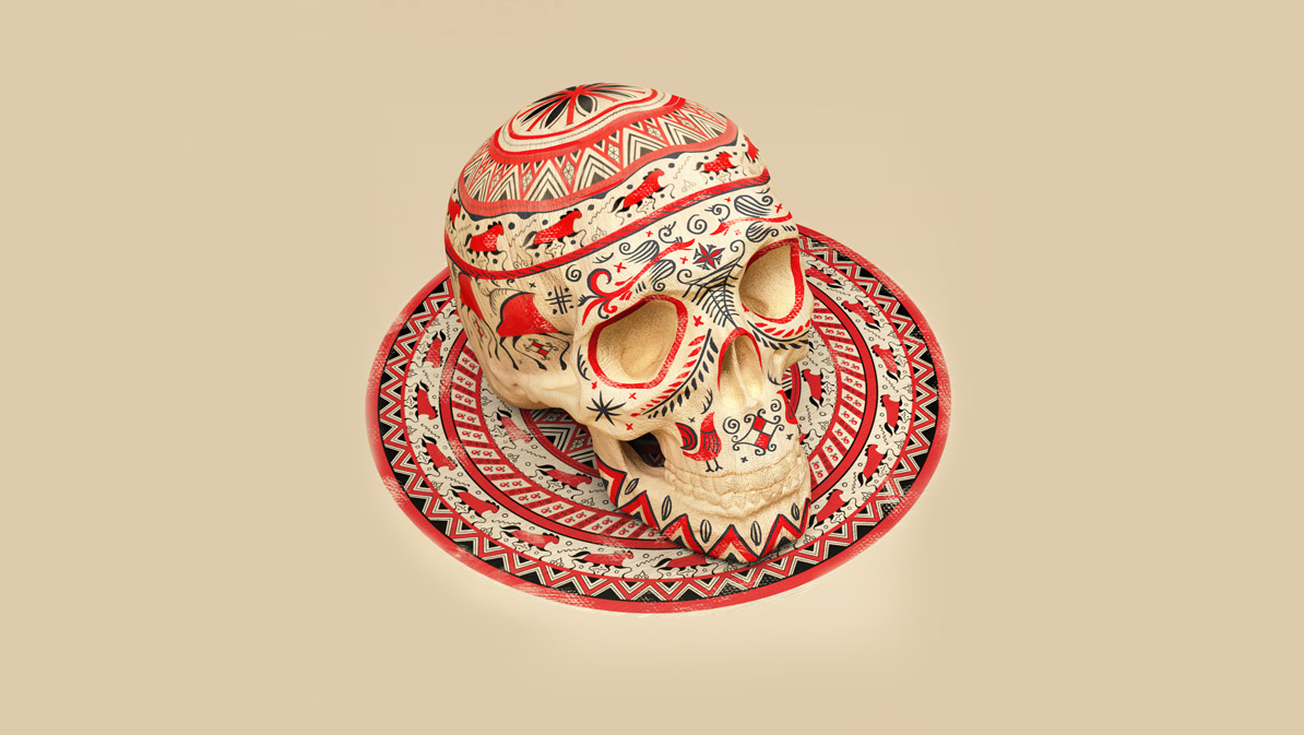 Sasha Vinogradova, russian folk art, skulls in art