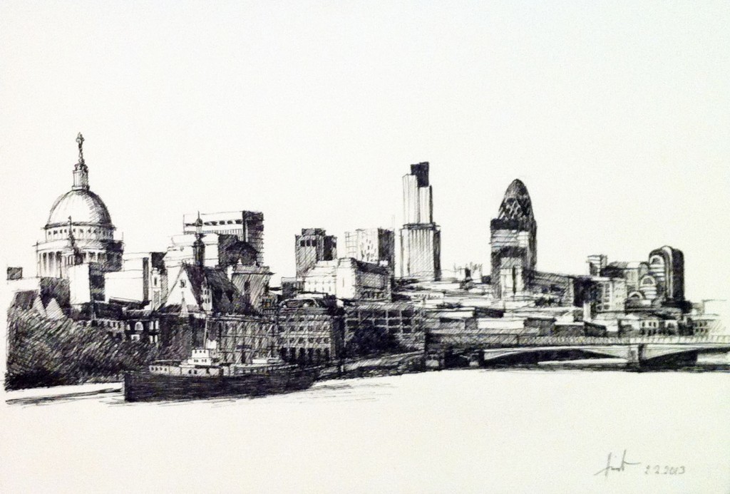 London skyline, art, drawing, sketches
