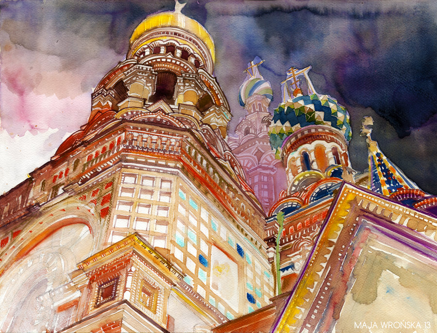 St Petersburg art, Russia, architecture, watercolour, painting, Europe
