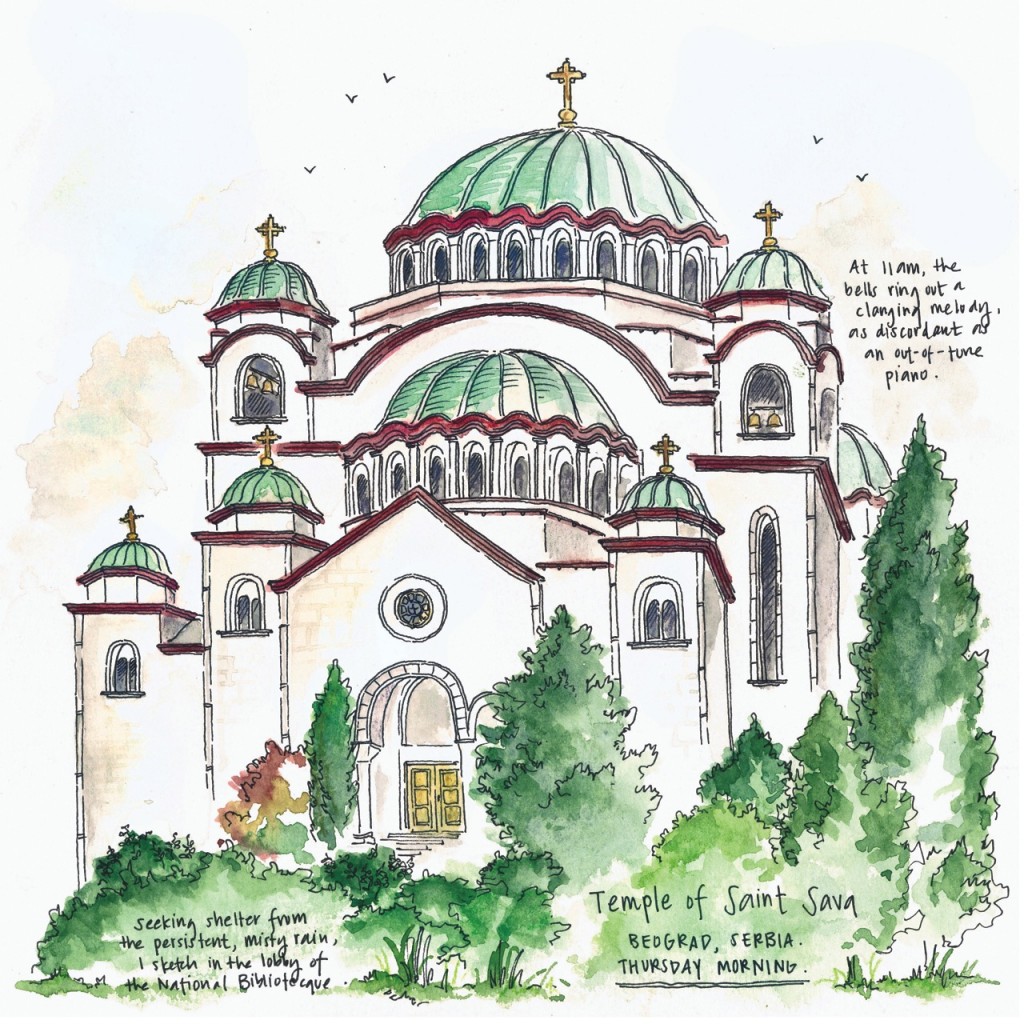 Sketches of Belgrade, Serbia, travel art, Europe, Candace Rardon art