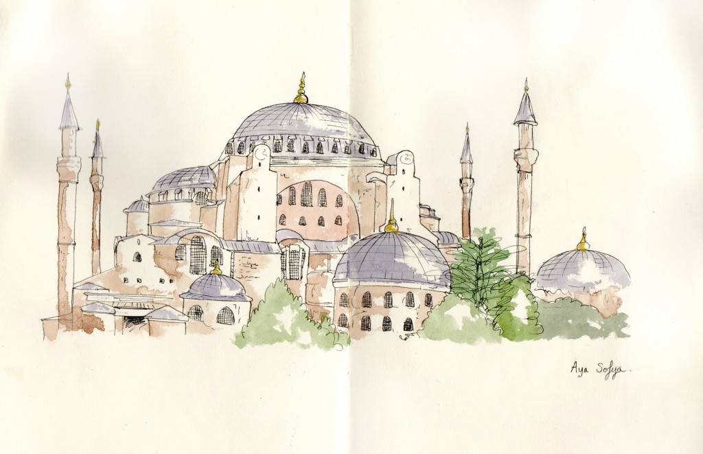 Sketches of Istanbul, art in Turkey, travel drawings