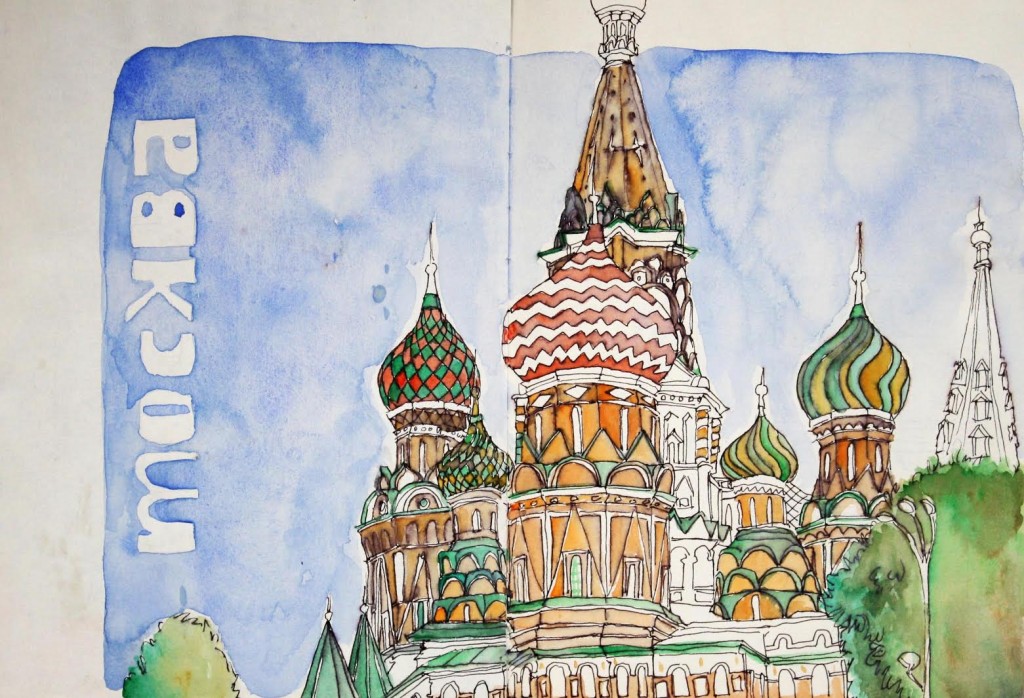 Sketches of Moscow, Russia, art, travel, drawing, Europe