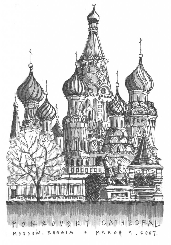 Sketches of Moscow, art in Russia, travel, Europe
