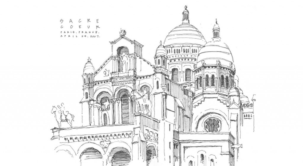 Sketches of Paris, Sacre Coeur, drawings of France, art, travel, Europe