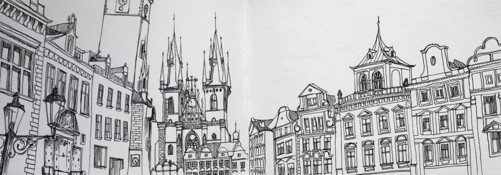 Sketches of prague, drawings, art travel, europe