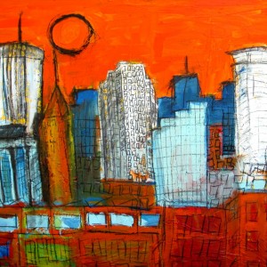 paintings of Minneapolis, travel art, USA, painting