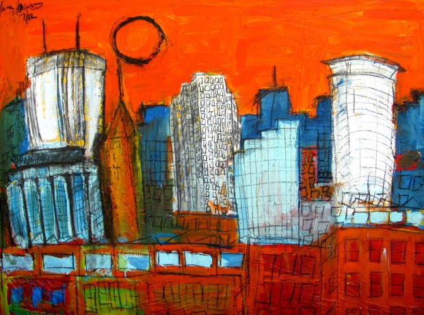 paintings of Minneapolis, travel art, USA, painting