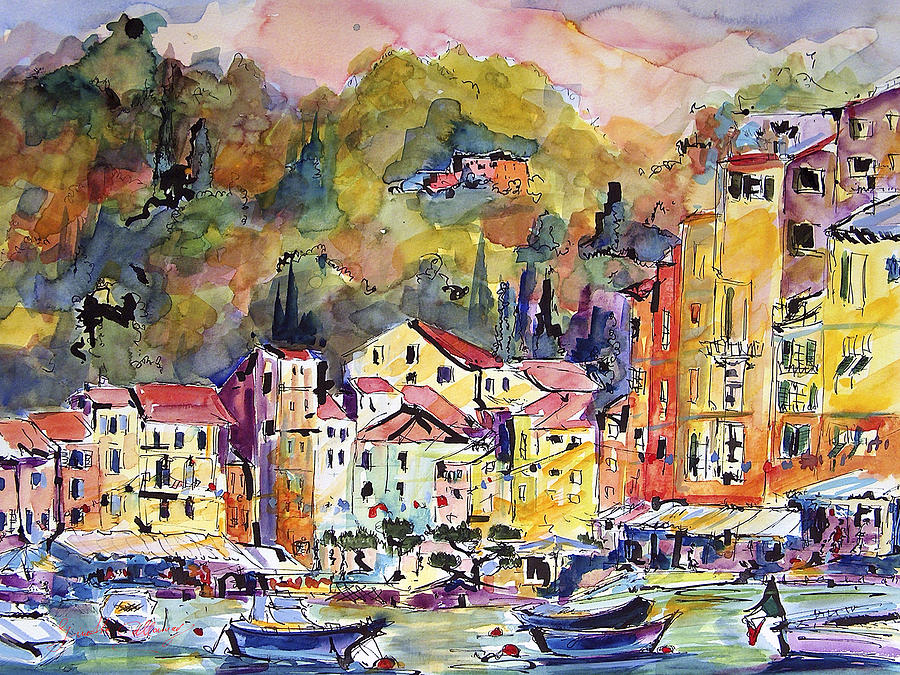 Paintings of Portofino, sketching, travel, Europe, art