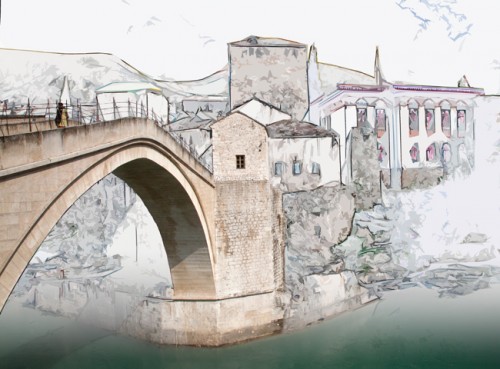 Gill Beckett, illustrations of Mostar, things to do in Bosnia, art travel