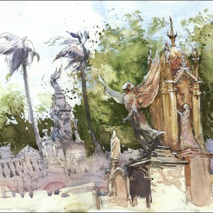 Travelling sketch artist, marc holmes, travel art, sketches of Havana