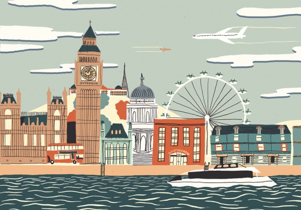 Illustrations of London, travel art, Sam BRewster