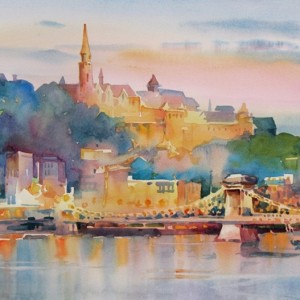 Paintings of Budapest, travel art, EUrope