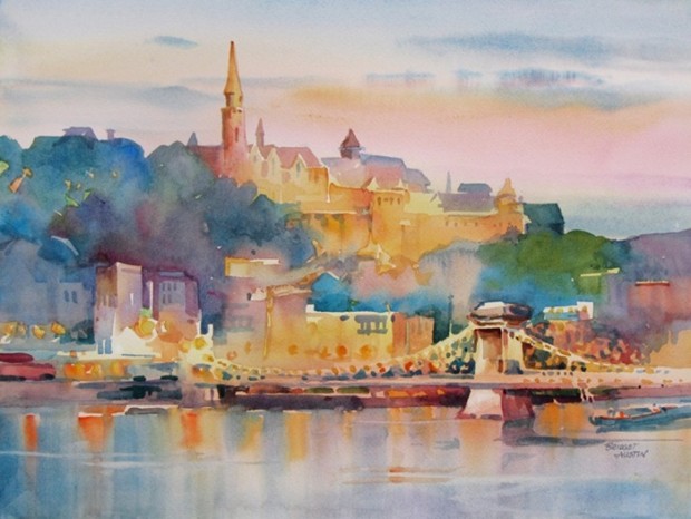 Paintings of Budapest, travel art, EUrope