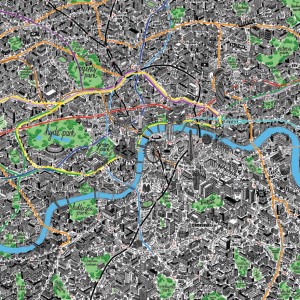 Map of London, travel art Europe