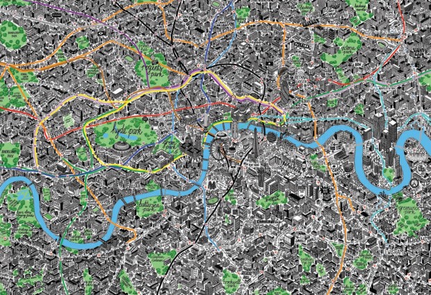 Map of London, travel art Europe