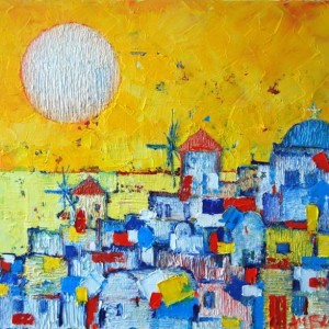 Paintings of Santorini, travel art Europe, Ana-Maria Edulescu