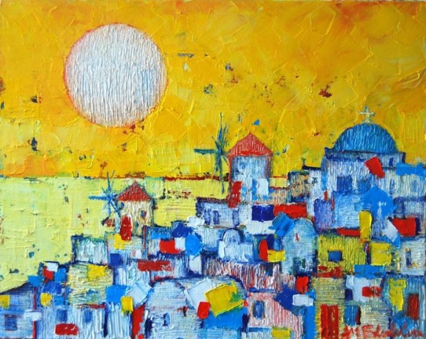 Paintings of Santorini, travel art Europe, Ana-Maria Edulescu